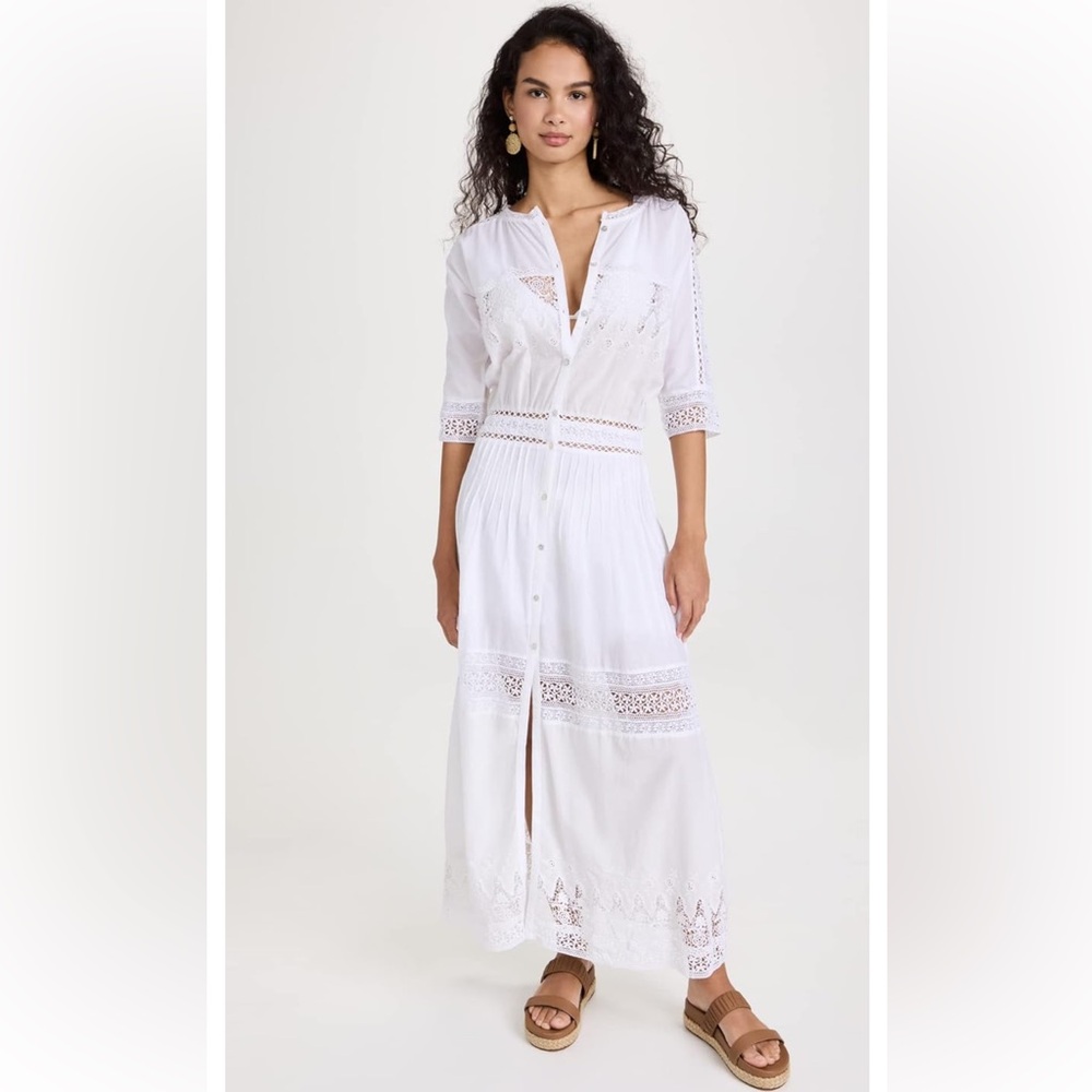 Loveshackfancy Beth white cotton long dress NEW Large L